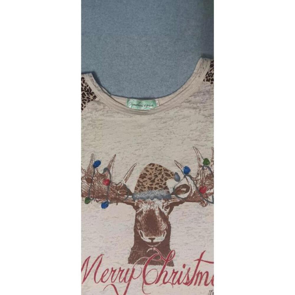 Southern Grace Quarter Sleeve Shirt Womens Size 2XL Leopard Print "Merry... - Picture 3 of 12